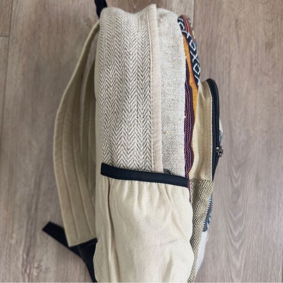 NEW Himalayan Hemp All Natural Pure Handmade Multi Pocket Laptop Boho Backpack - Picture 6 of 12